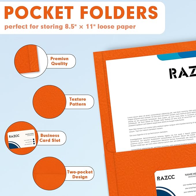 Two Pocket Folders, RAZCC 50 Pack 2 Pocket Folders Fit Letter Size Paper - Image 3