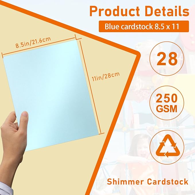 28 Sheets Light Blue Shimmer Cardstock 8.5 x 11 Certificate Paper, 92lb Premium - Image 2