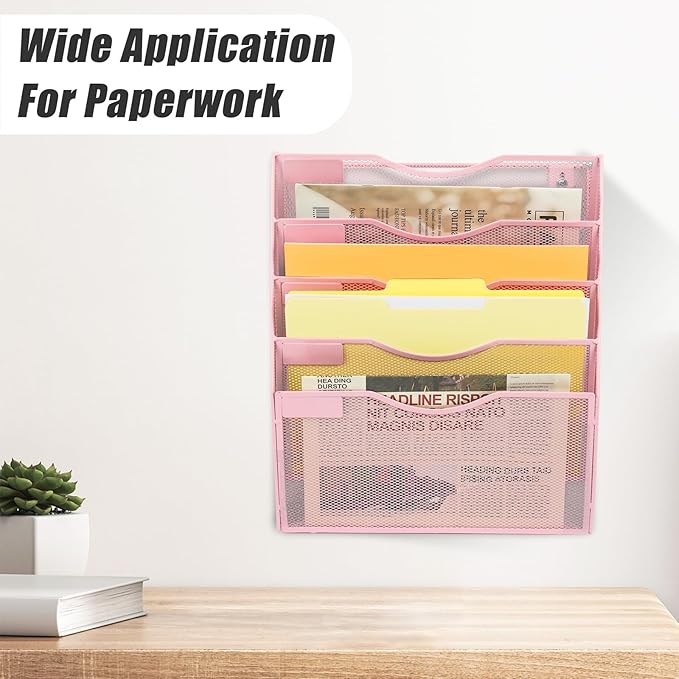 EASEPRES 5 Pocket Mesh Hanging Wall File Organizer, Wall Mounted Mail Paper - Image 7