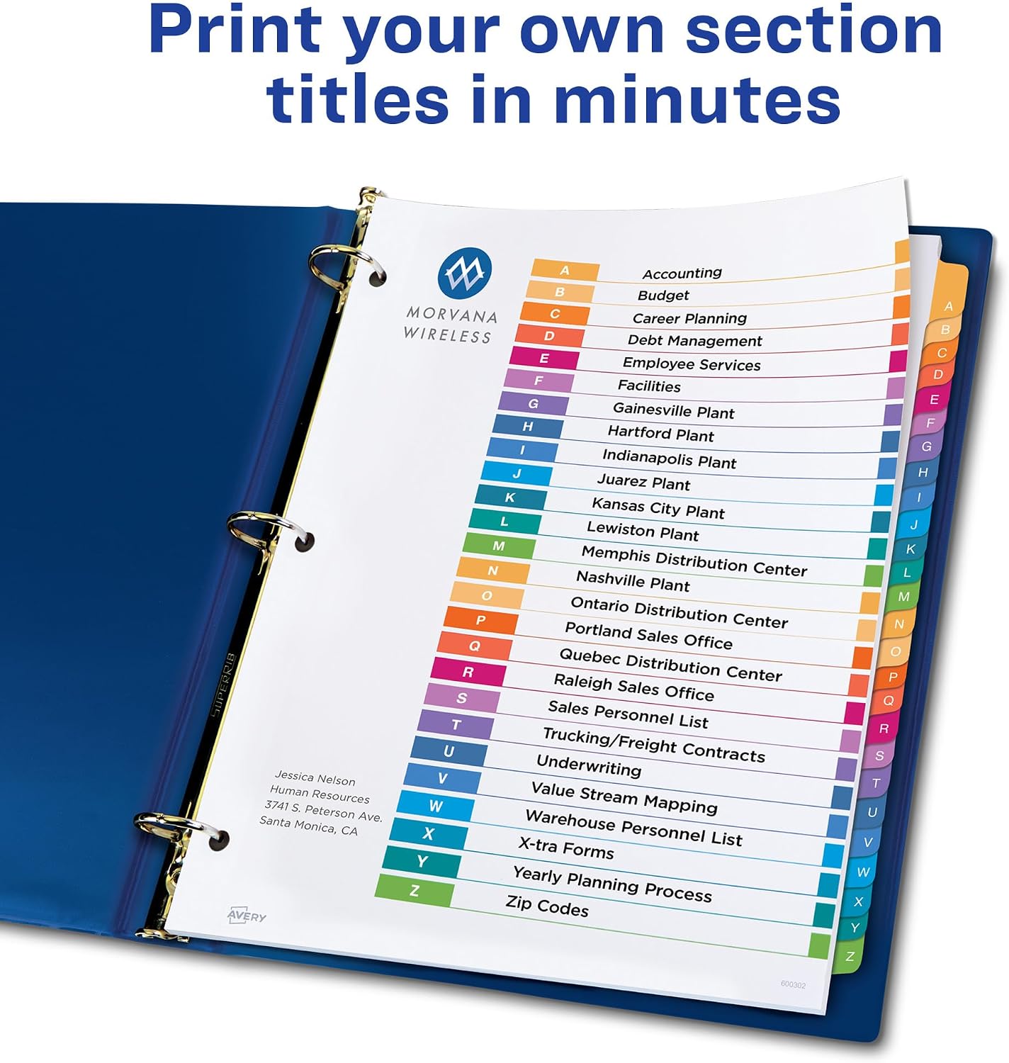 Avery A-Z Dividers for 3 Ring Binders, 26 Tabs per Set, Customizable Table of Contents, Multicolor Tabs, Great for Organizing Reports, Projects, and More (44225), 3 Sets (Pack of 4)