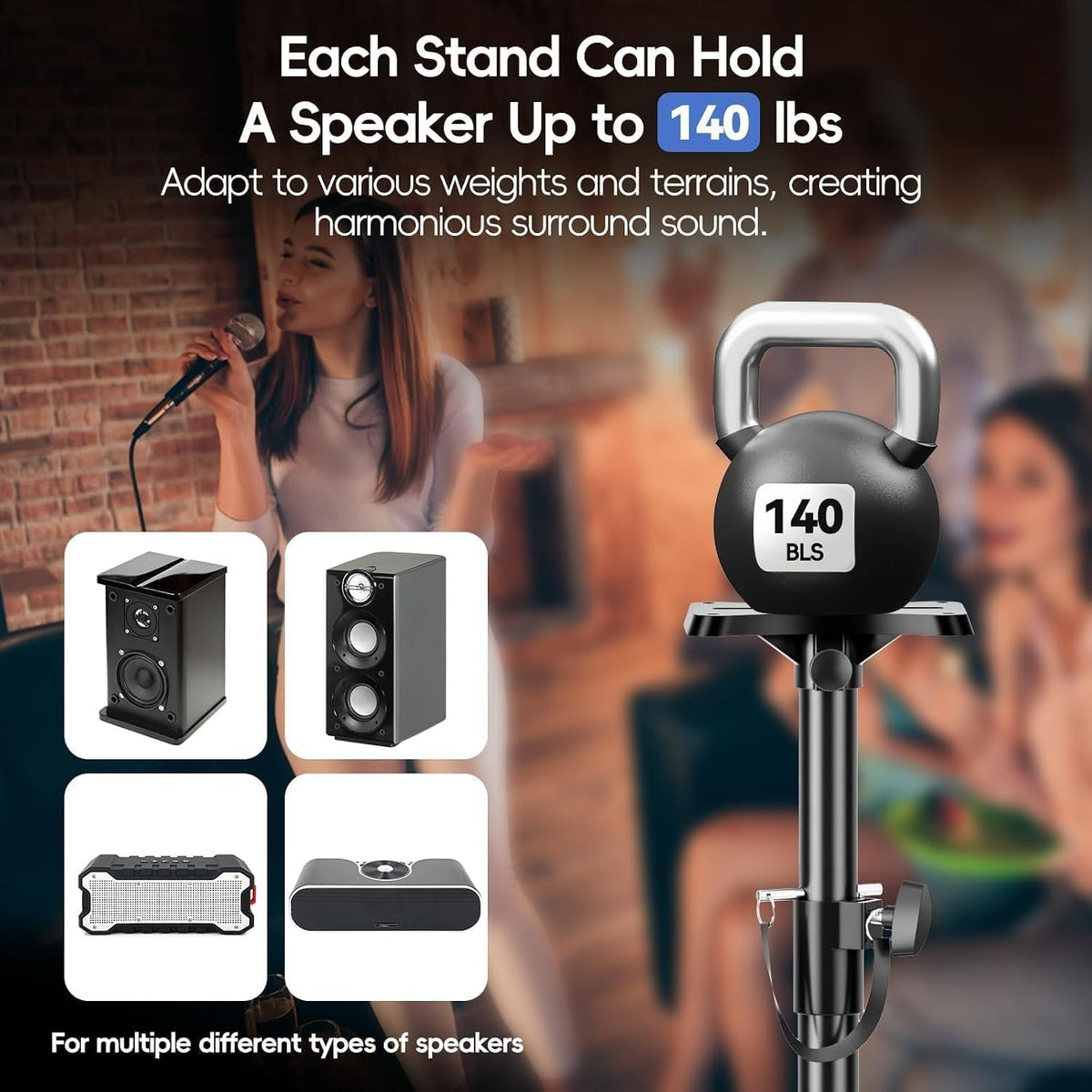 EMART PA Speaker Stands Pair with Carrying Bag, Adjustable Height 39-77in