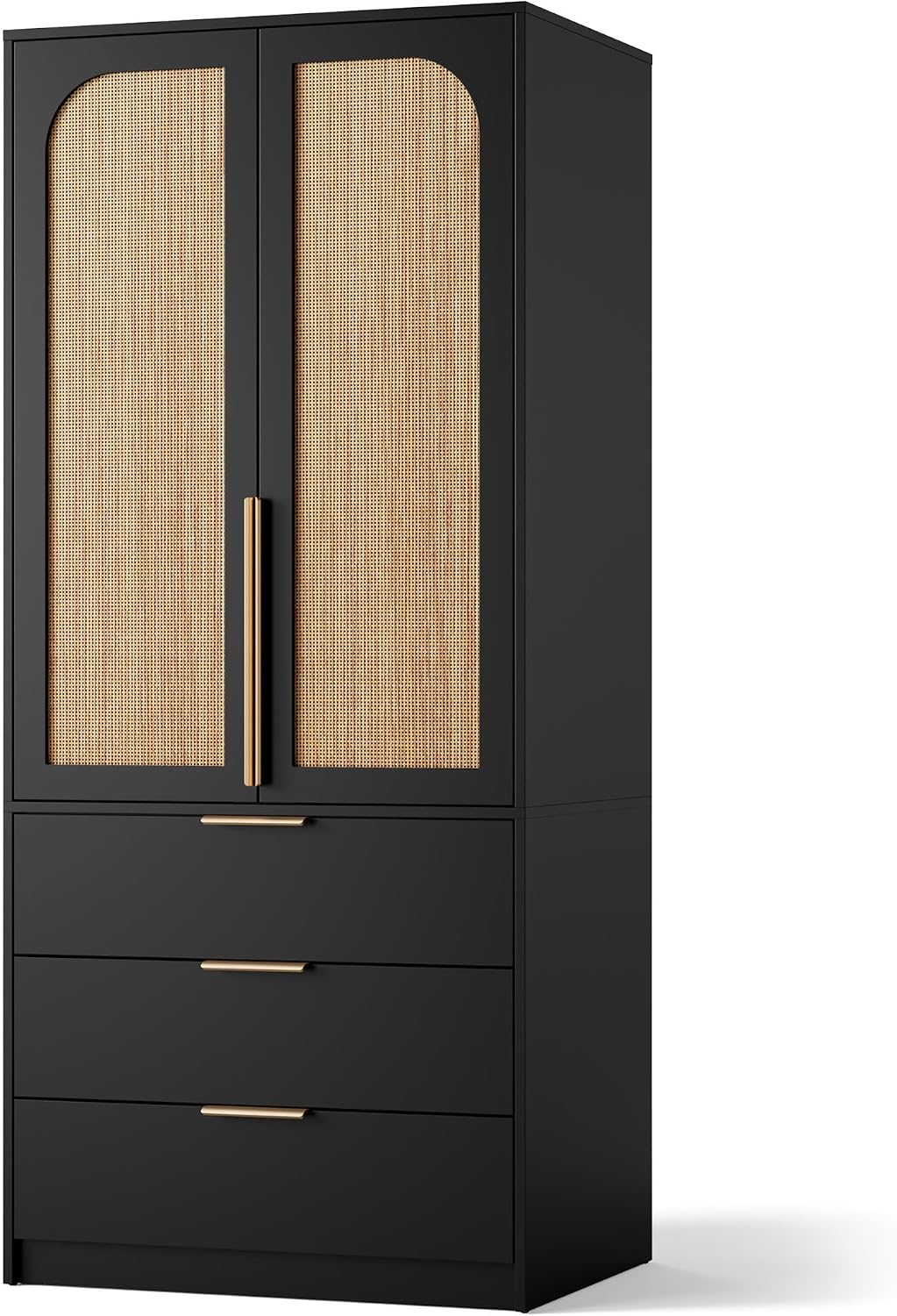 garveehome 70" wardrobe armoire wooden closet with 3, front angle view