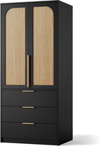garveehome 70" wardrobe armoire wooden closet with 3, front angle view