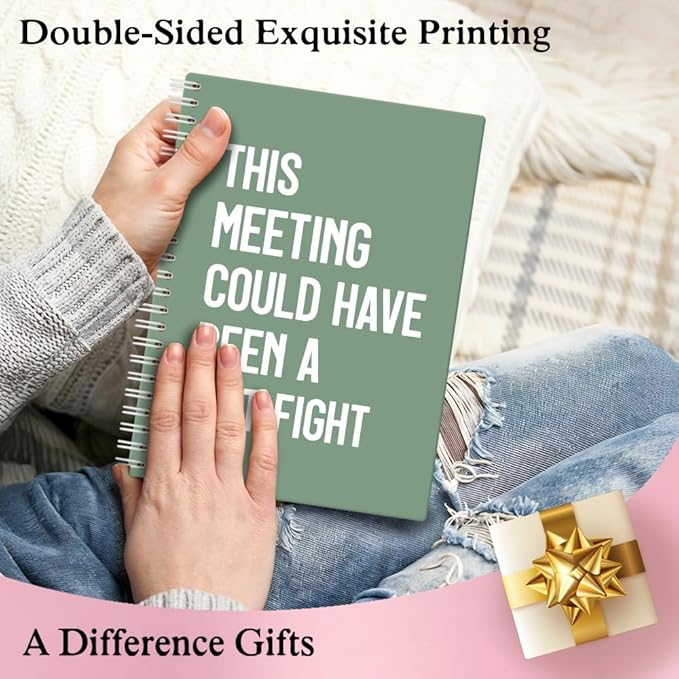 XQLZY This Meeting Could Have Been A Fist Fight Green Spiral Notebook, Funny - Image 6
