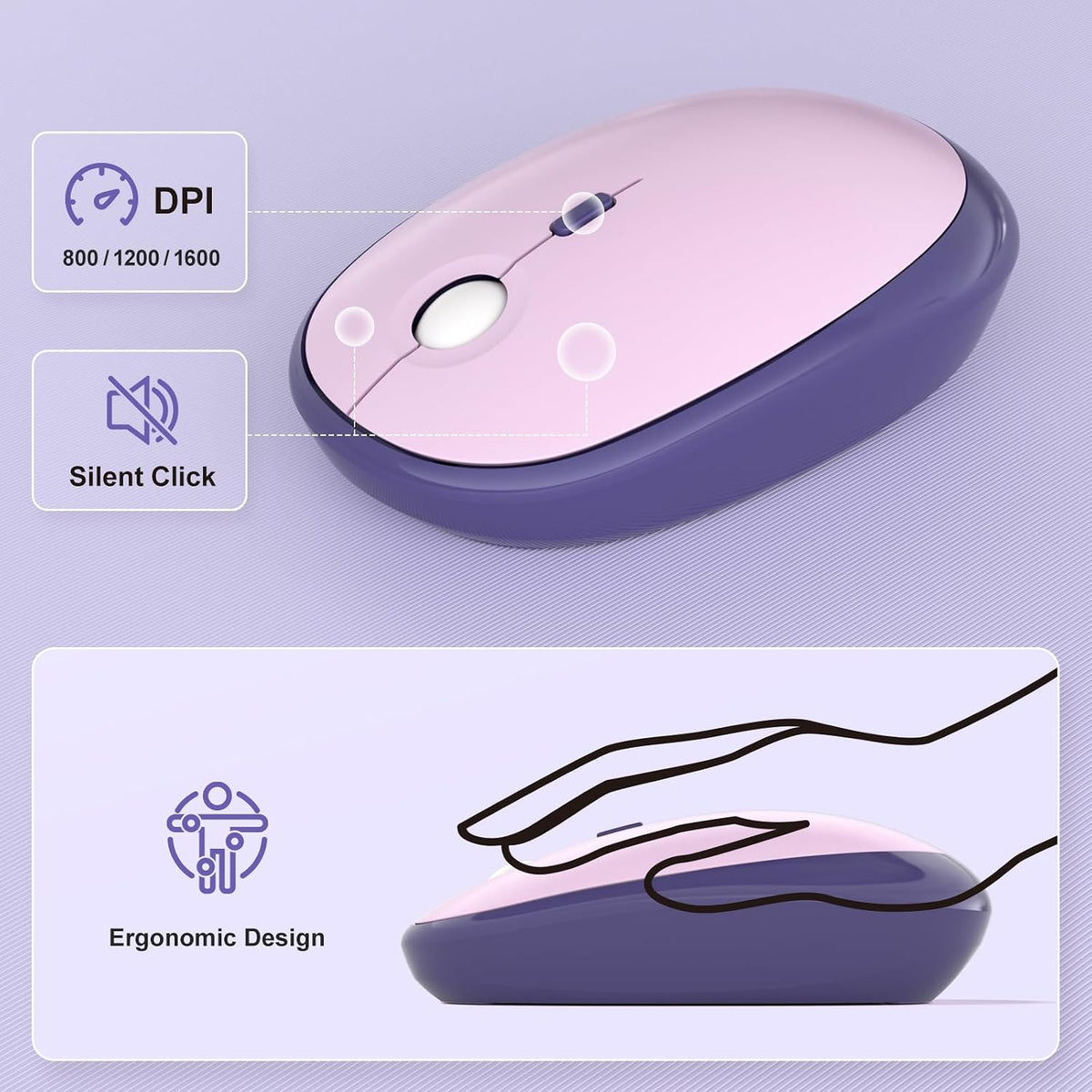 MOFII Wireless Keyboard and Mouse Combo, Cute Keyboard Full Size and Wireless...