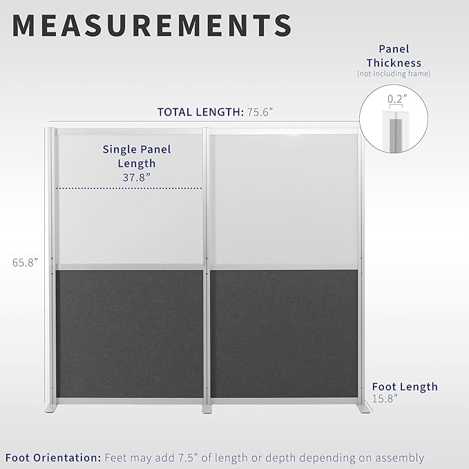 VIVO Modular Wall System, 2 PET and Whiteboard Panels, Professional Office - Image 3