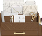 WISUCART Bamboo Desk Organizer Mail Holder Countertop Wood Desk Drawer Tabletop by WISUCART