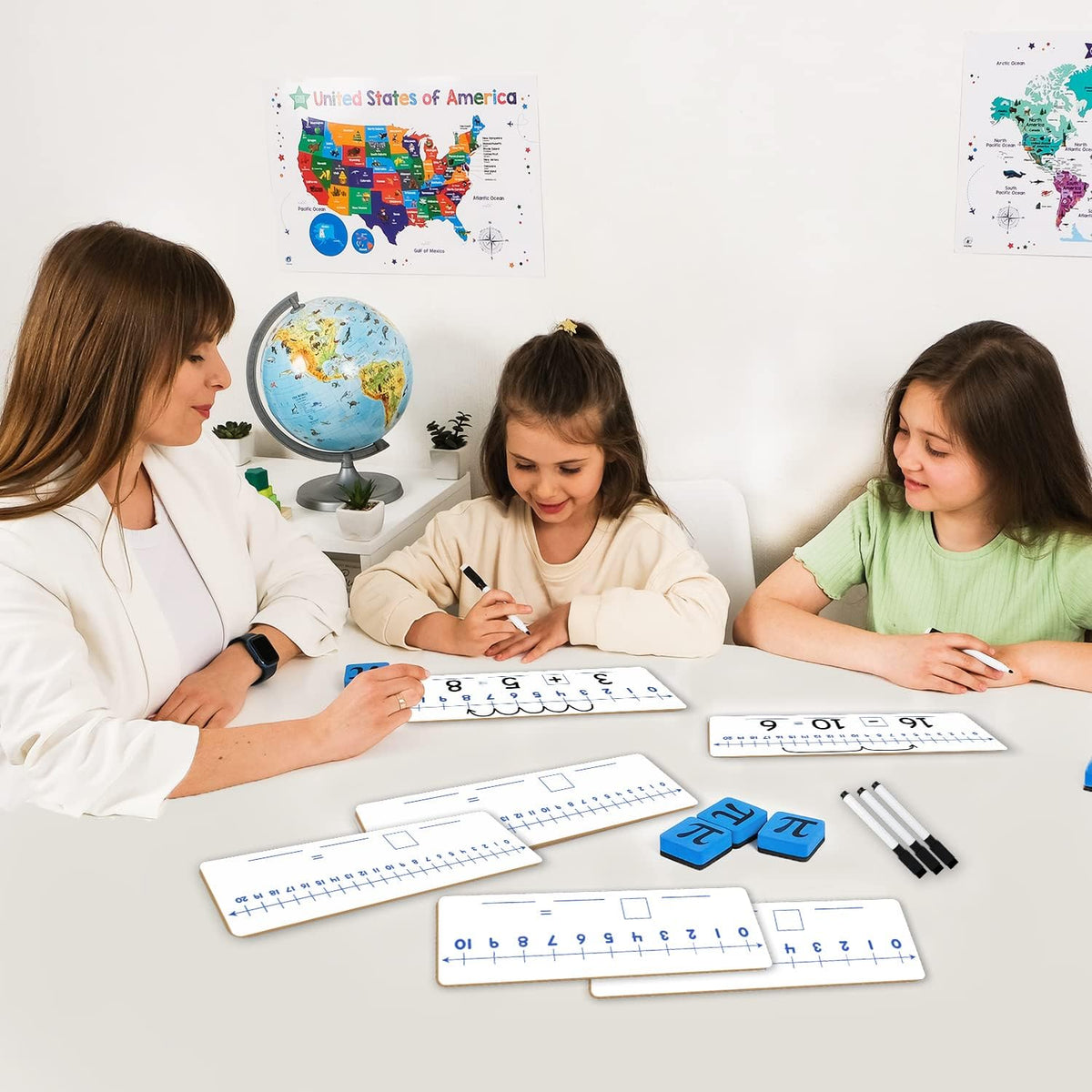 Simply Magic 12-Pack Double-Sided Dry Erase Number Line White Boards 4"x...
