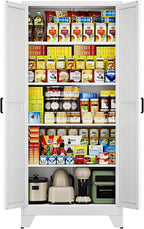 letaya 75" h metal storage cabinet with 2 shown in use