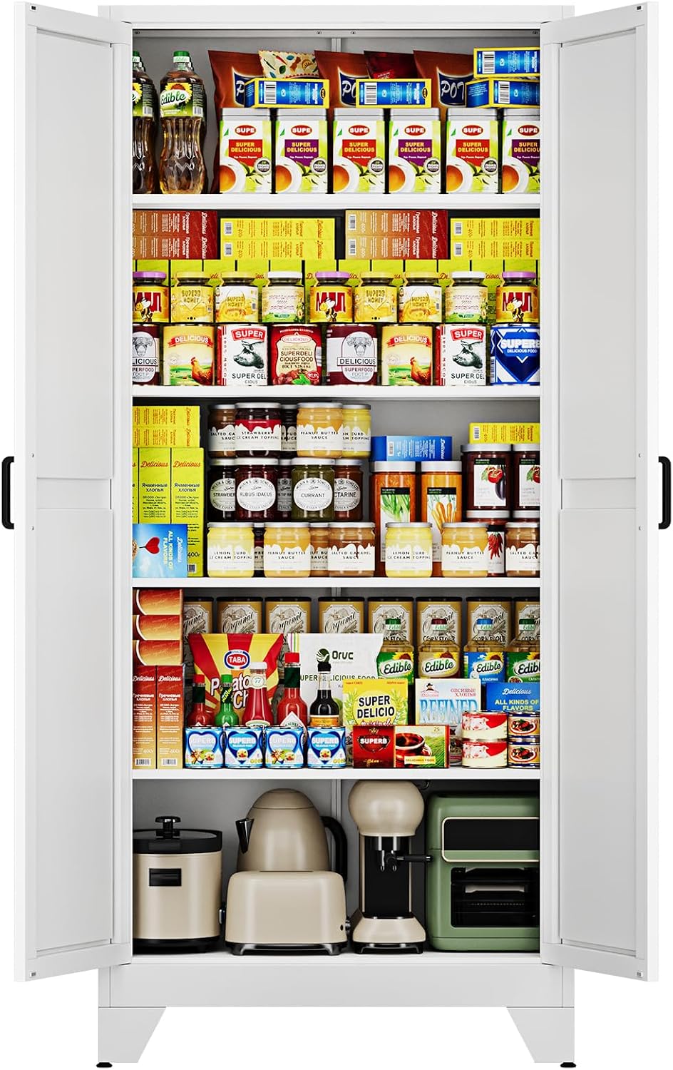 letaya 75" h metal storage cabinet with 2 shown in use