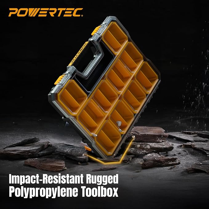 POWERTEC Small Parts Organizer & Tool Box – 20 Compartments, IP65 Water & Dust - Image 7