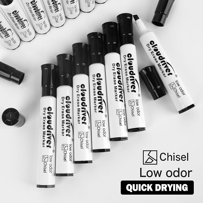 cloudriver Low Odor Dry Erase Markers Tank Style, Chisel Tip, Bulk Dry Erase - Image 3