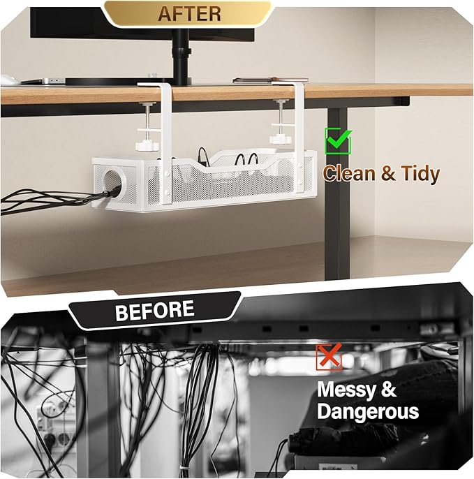 2 Pack Under Desk Cable Management Tray, Cinati Cord Organizers - Image 4