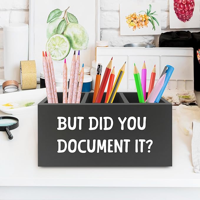 XPH Funny But Did You Document It Black Pen Pencil Holder Organizer - Image 2