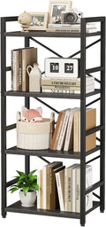 Homeiju Black Bookshelf, 4 Tier Small Bookcase, Book Shelf Organization and by Homeiju