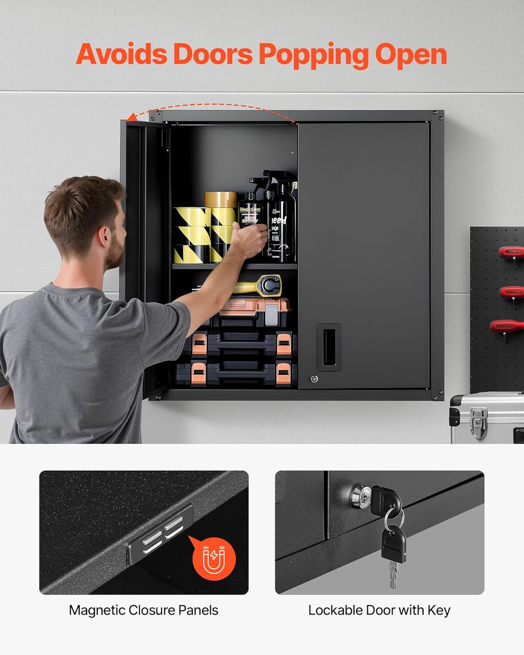 vevor metal wall cabinet, 30w x 12.2d x showing dimensions