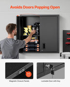 vevor metal wall cabinet, 30w x 12.2d x showing dimensions