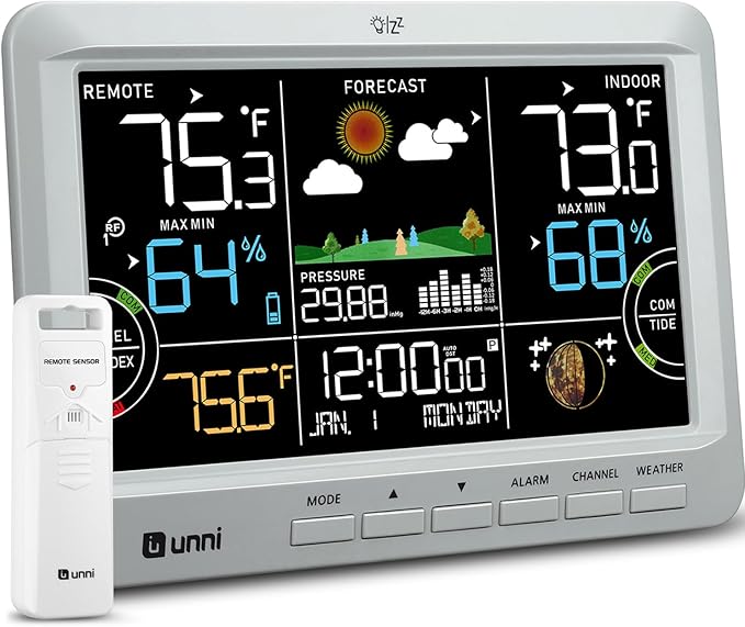 Weather Station Indoor Outdoor Thermometer Wireless, Home Atomic Clock by UUNNI