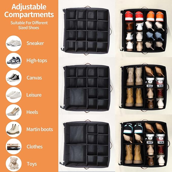 INSTY 2 Pack Shoe Organizer for Closet, Fits up to 32 Pairs, Adjustable - Image 3
