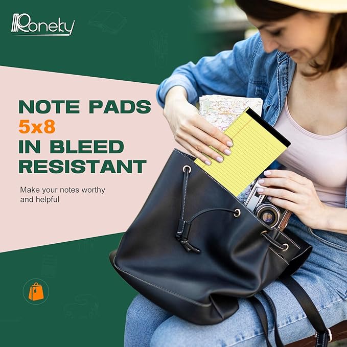 Roneky Yellow Legal Pads 5x8 Notepads, 12 Pack Small Note Pads 5x8 College - Image 6