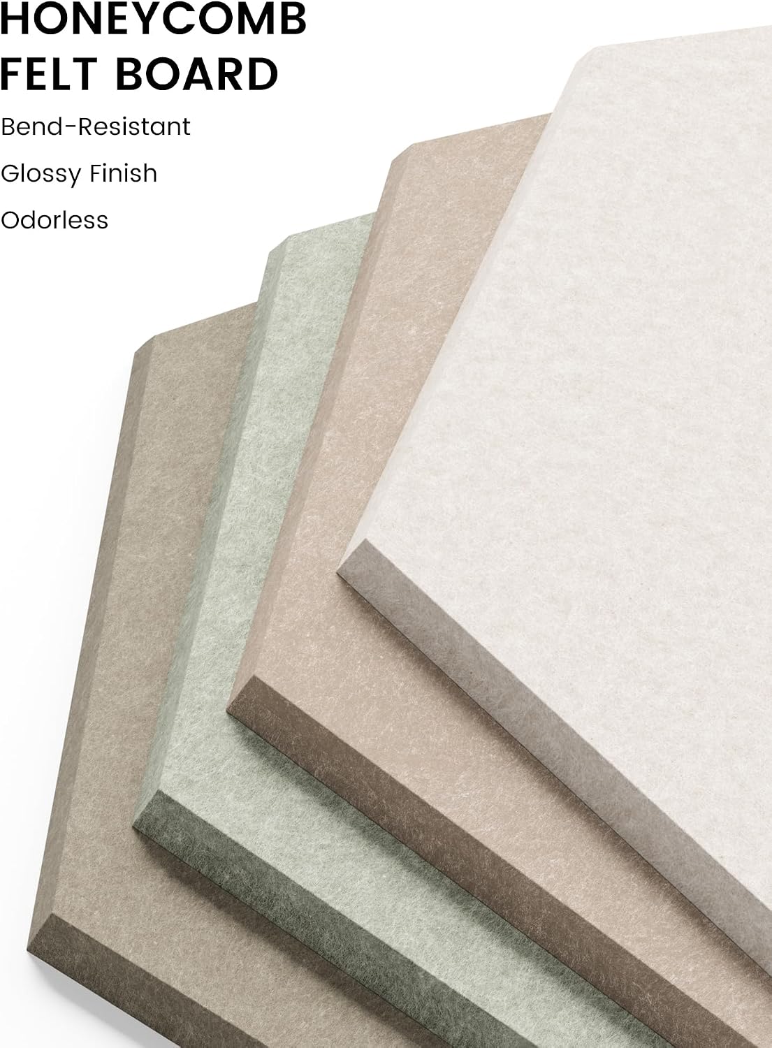 Fluxynara 15-Pack Hexagon Felt Bulletin Board Tiles, Linen Dusk