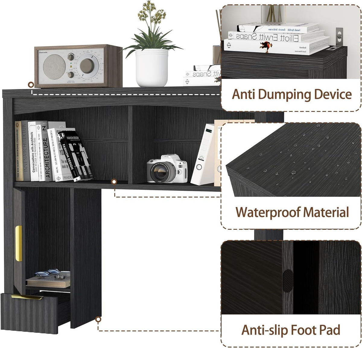Desk Hutch Shelf, Desktop Shelf Organizer 37 inch Wide Desktop