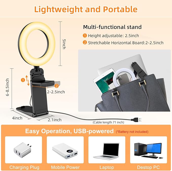2Packs-Ring Light for Computer Laptop, Video Conference Lighting kit for Zoom - Image 5