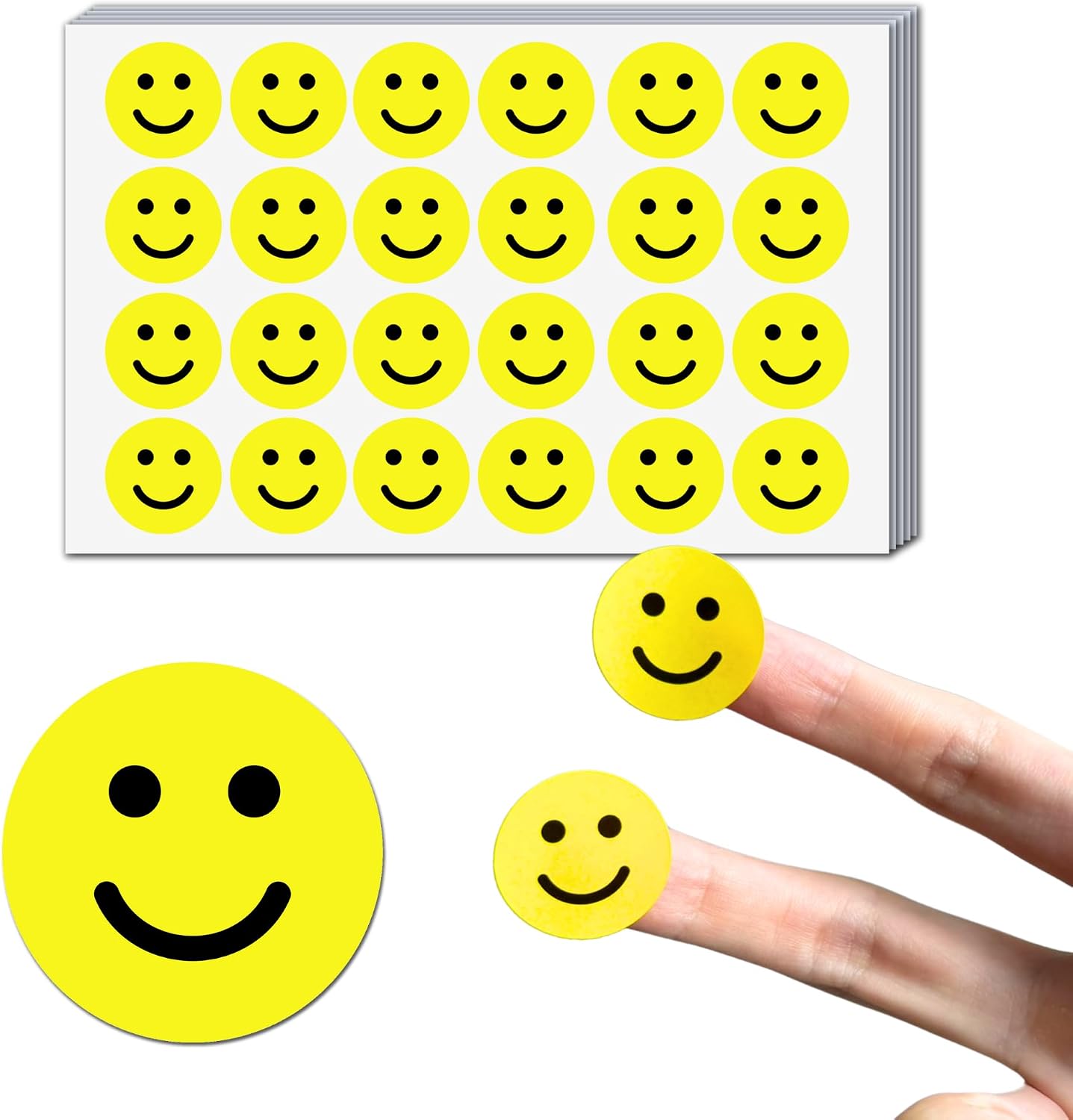 600 PCS - 1" Smiling Happy Smile Face Stickers, Yellow