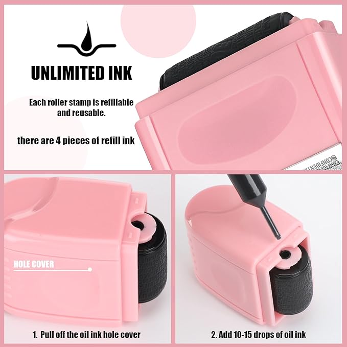 Nezyo 2 Pack Identity Protection Roller Stamp Identity Theft, Confidential - Image 6