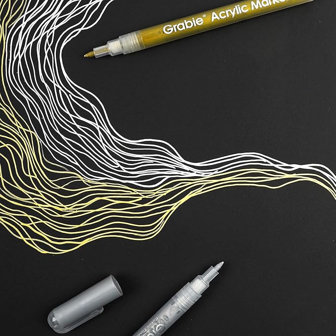 Grabie Gold&Silver Extra Fine Tip Acrylic Paint Marker Set, 6 Pack Gold Paint - Image 5