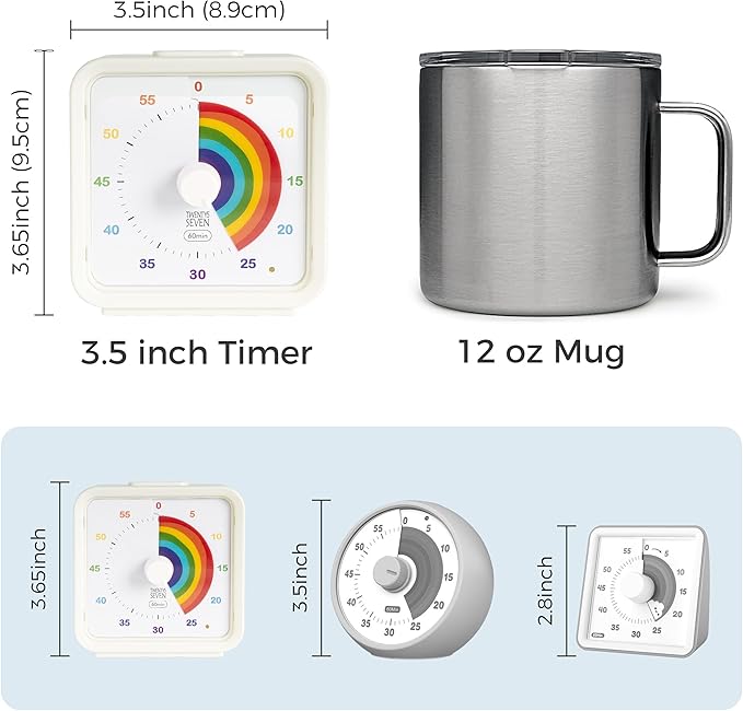 TWENTY5 SEVEN Countdown Timer, 60 Minute 1 Hour Silent Visual Timer, Magnetic - Image 4