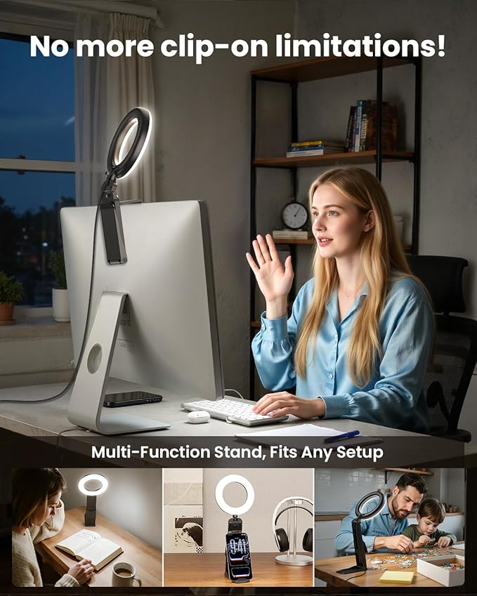 Evershop Ring Light for Laptop Desk Clip On, Small Computer Video Conference - Image 2