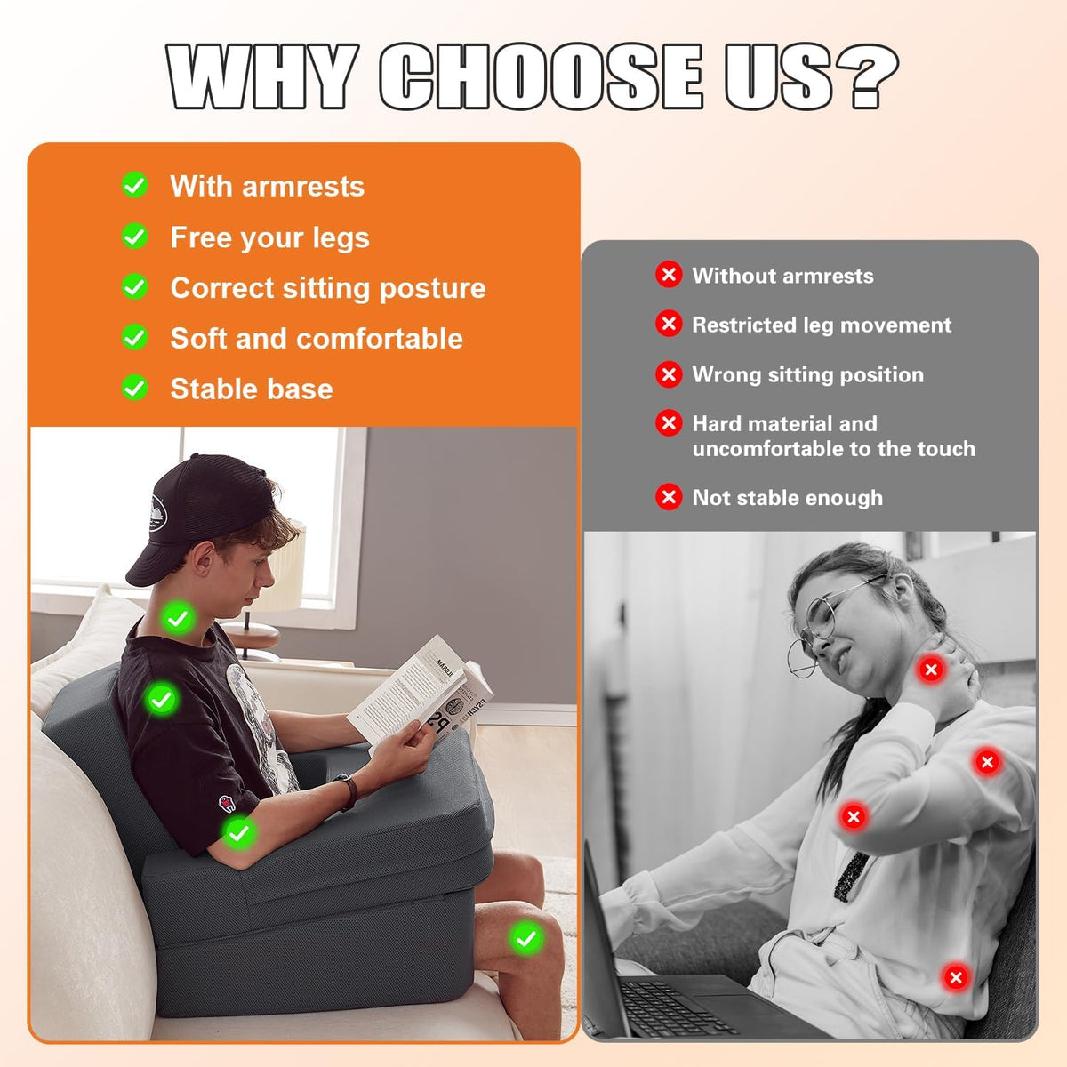 comehealthy Lap Desk for Laptop, Reading Pillow for Adult, Memory Foam Gaming...