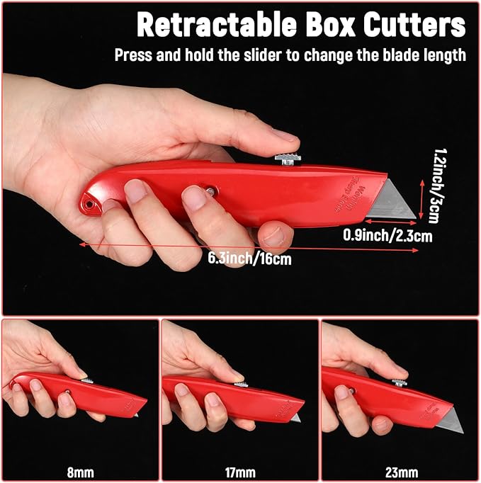 20 Pcs Retractable Utility Knife, Box Cutter Aluminum Alloy Carpet Knife Heavy - Image 2