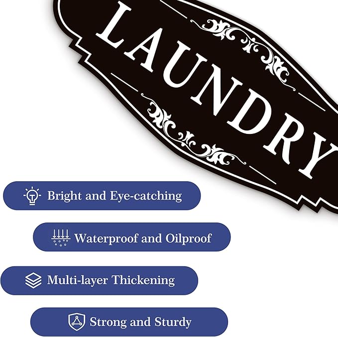Laundry Room Door Sign for Business and Home，Self-adhesive Waterproof Cute - Image 3