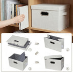 PRANDOM Storage Bins with Lids Linen Fabric Foldable Storage Boxes Organizer - Image 5