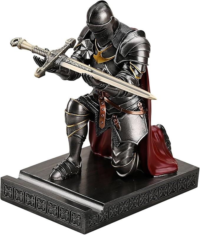 Amoysanli Medieval Armored Warrior Wearing Outerwear, Mobile Phone Stand Knight by Amoysanli