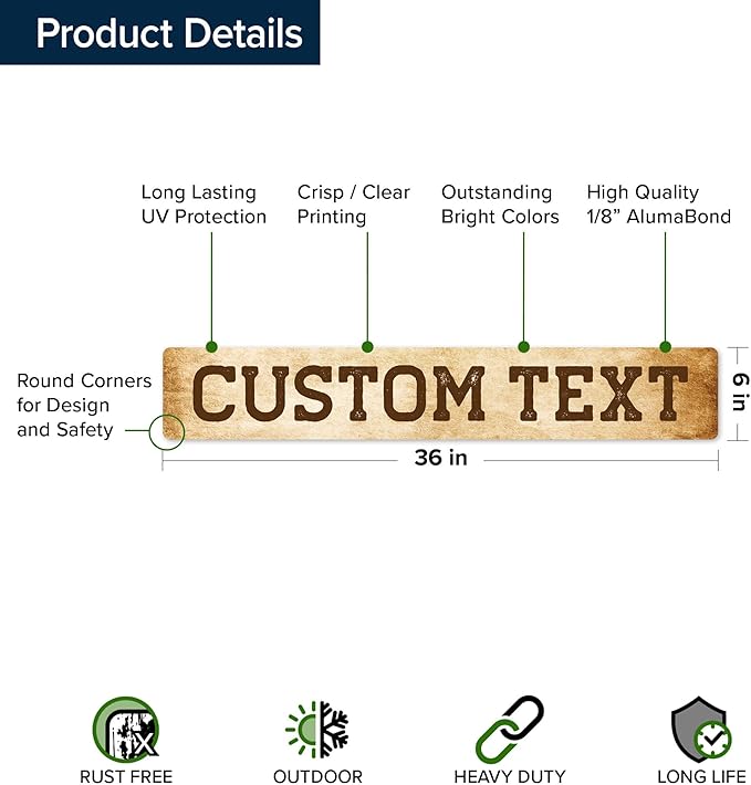 Custom Sign, Custom Street Sign, 11 Font Colors, 13 Font Styles, 4 Hole Options - Image 6