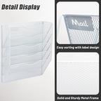 EASEPRES 5 Pocket Mesh Hanging Wall File Organizer, Wall Mounted Mail Paper - Image 4