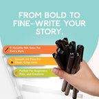 Incraftables Calligraphy Brush Pens – Pack of 9 Assorted Tips – Black Chisel - Image 5