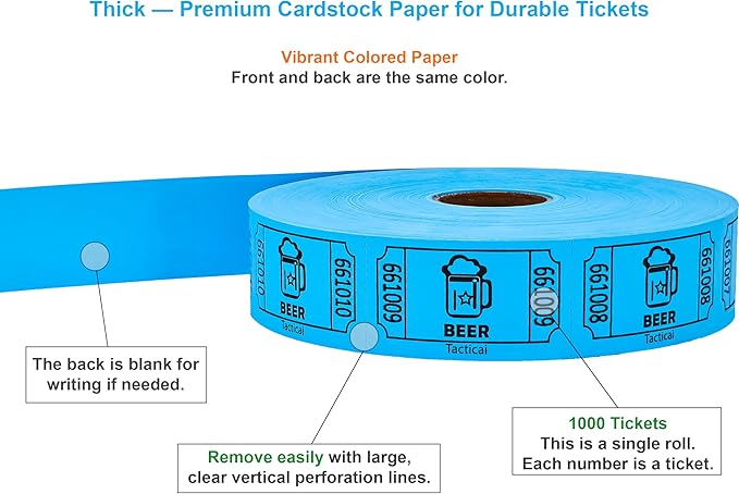 Tacticai 1000 Raffle Tickets, Single Roll, Ticket - Image 2