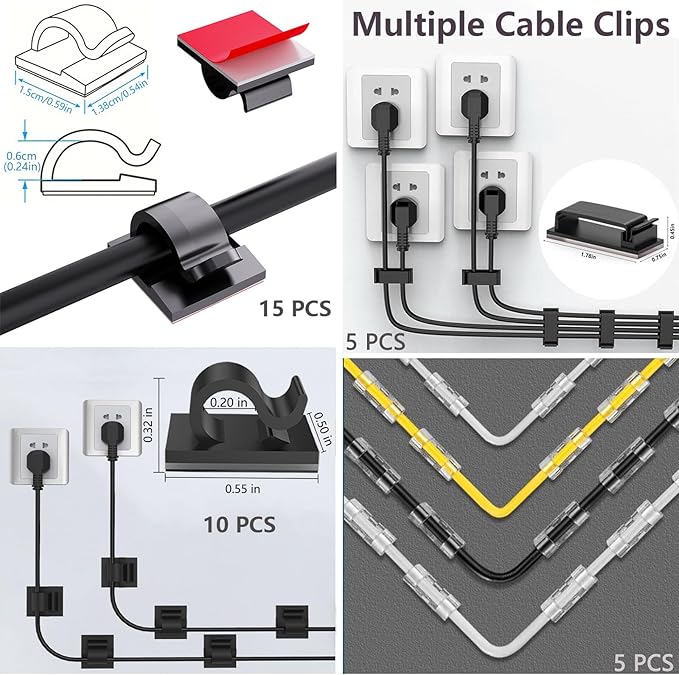 ELII 328Pcs Cable Management Kit, 8 Magnetic Cable Holder, 69Adhesive Cable - Image 5