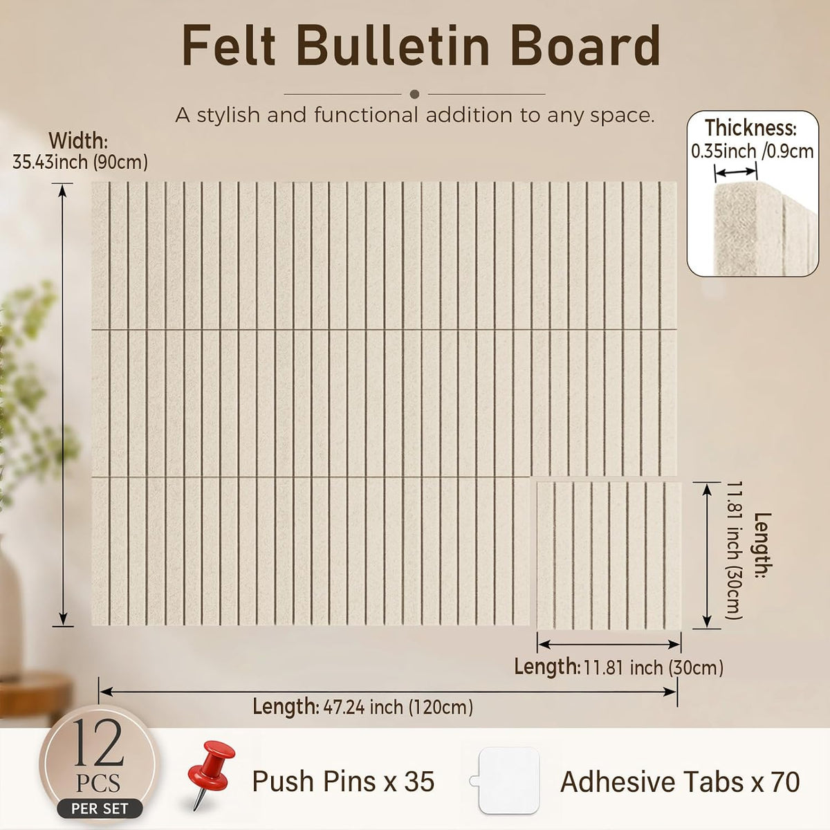Large Felt Bulletin Board 48" x 36" Cork Board Alternative-12 Pack ...