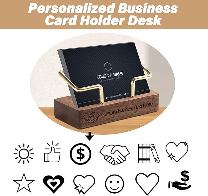 HJX Custom Business Card Holder Desk-Personalized Engraved Wooden Business Card - Image 3