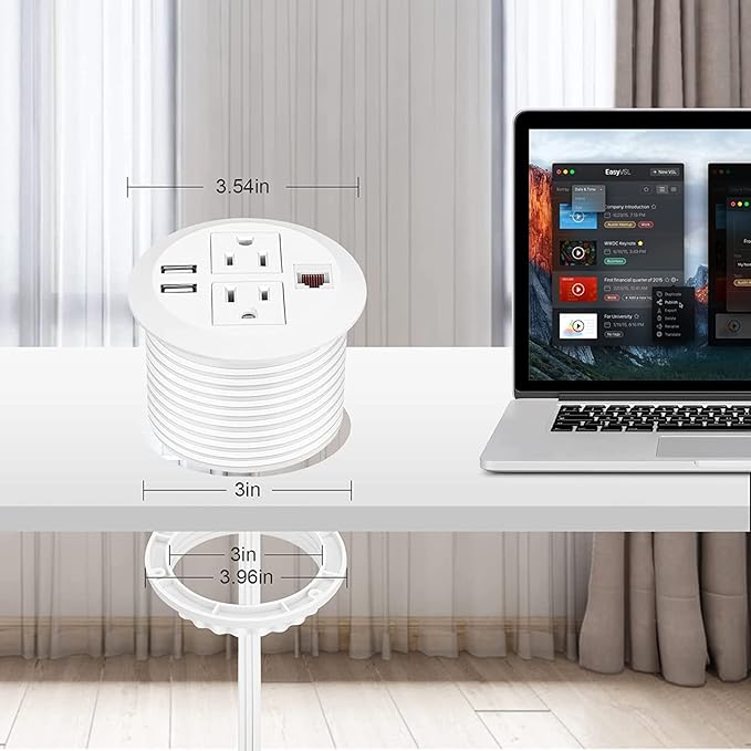 Power Grommet 3 Inch for Desktop, Recessed Desk Outlet - Image 6