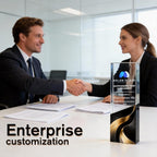 Custom Trophy with Logo/Text, Crystal-Clear Award Trophy – Modern Recognition Personalized Plaque for Office Excellence, Team Achievement & Competition Winners – Freestanding Corporate Bulk Appreciation Award