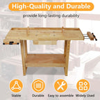 55" rubber wood workbench with drawer& shelf, 330, close-up detail