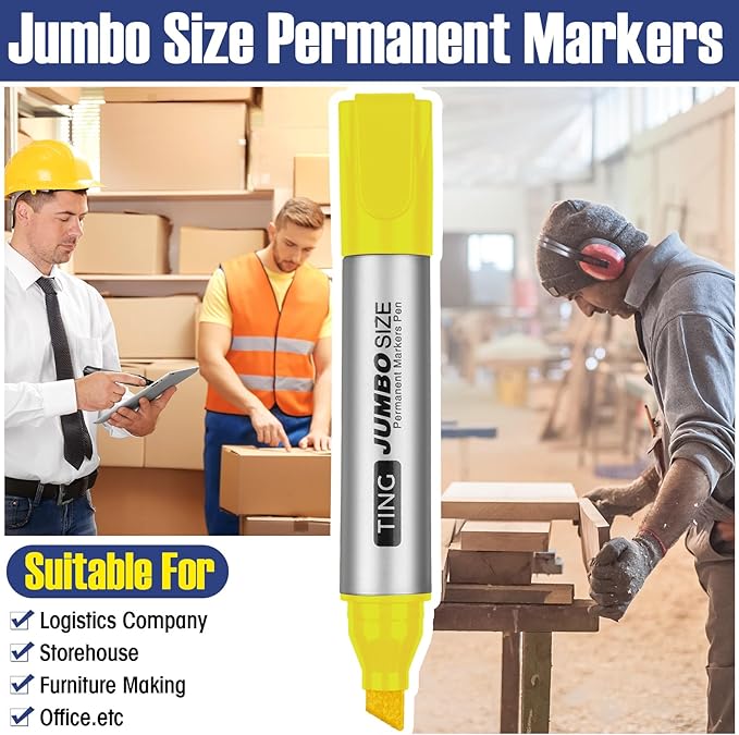 Fuutreo 10 Pack Jumbo Permanent Markers Bulk Large Chisel Tip Permanent Markers - Image 5