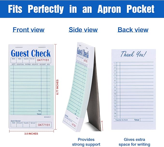 Methdic Guest Checks Server Note Pads 500 Orders Waitress Notepad - Image 2