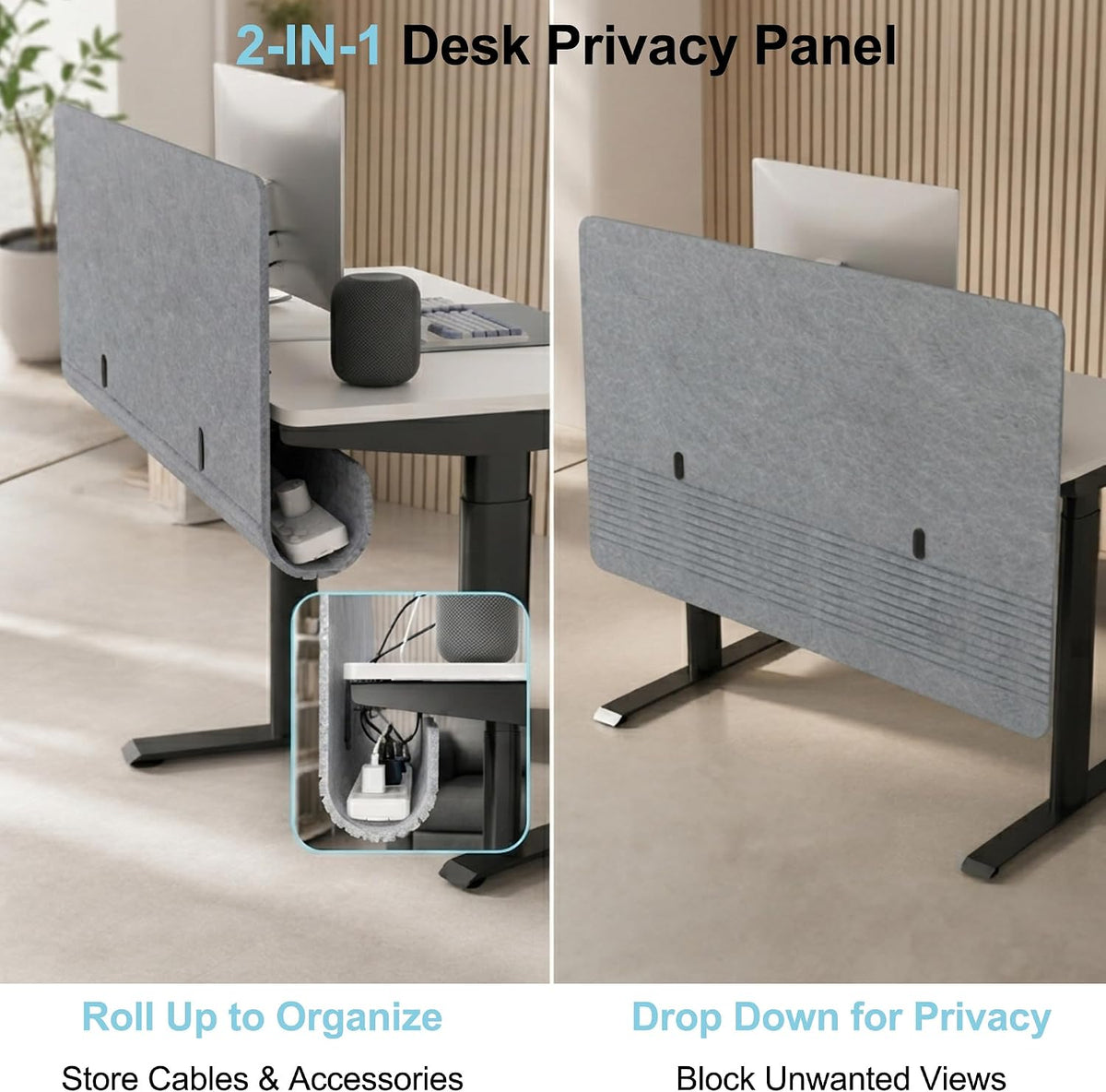 Desk Privacy Panel with Wire Management, 47.2" x 22.5" Cubicle Desk...